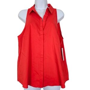 Laundry Orange Button Up Sleeveless Shirt